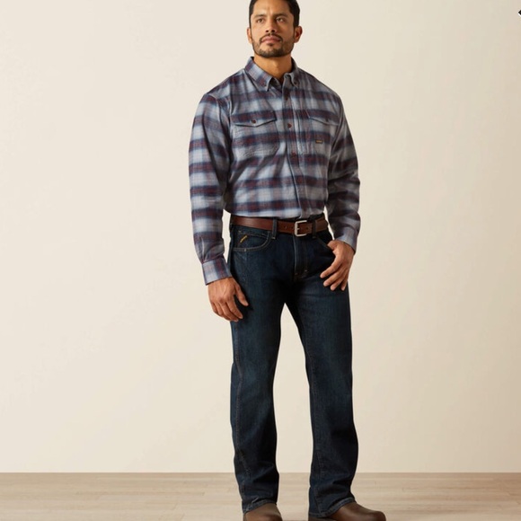 Ariat Rebar M5 Straight Leg Jeans Raw Hem Med/Dark Blue Sz 40x32 - Picture 16 of 16